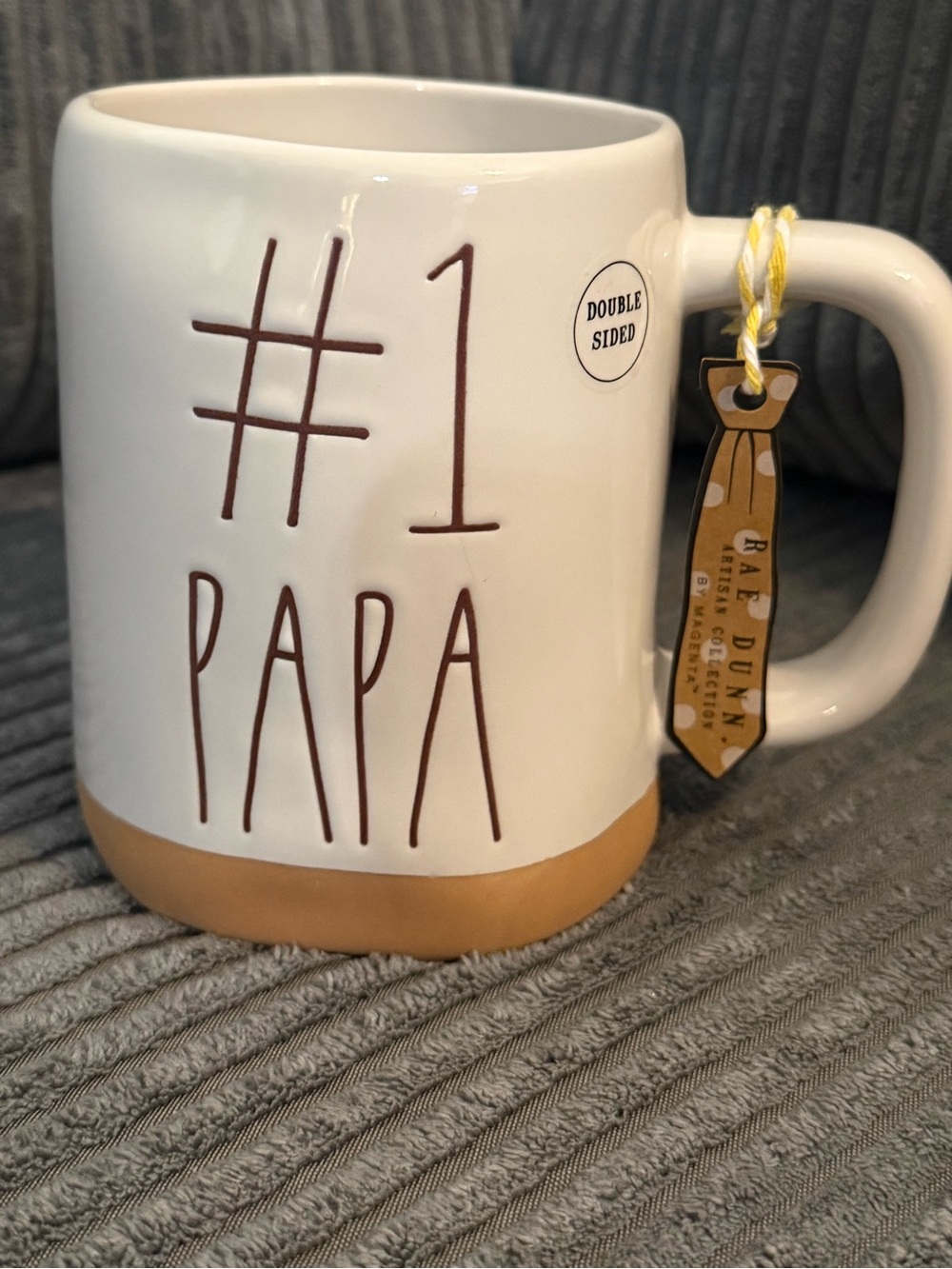 Rae Dunn "#1 PAPA" White Ceramic Mug w/ Family of Bears with Tan Base NWT
